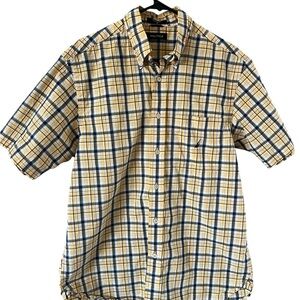 Nautica Men's Yellow and Blue Plaid Shirt